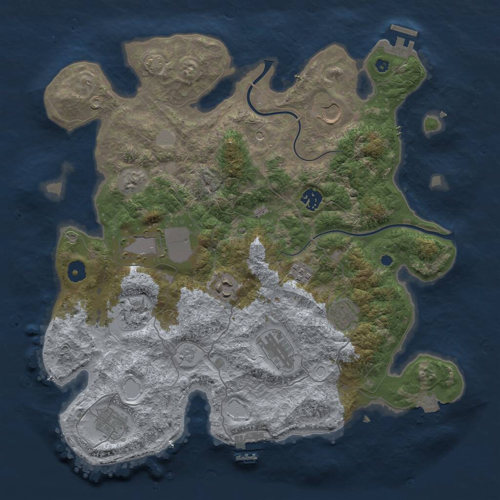 Rust Map: Procedural Map, Size: 3700, Seed: 90077619, 15 Monuments