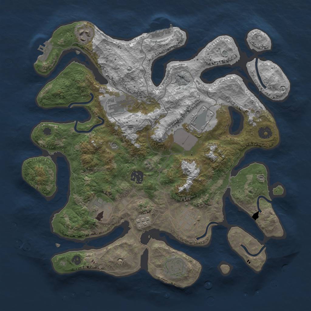 Rust Map: Procedural Map, Size: 3500, Seed: 1982389, 13 Monuments