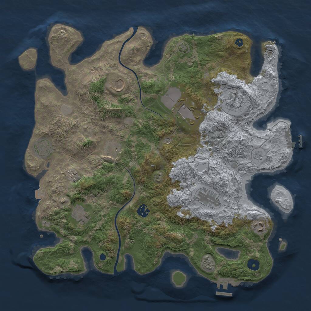 Rust Map: Procedural Map, Size: 3850, Seed: 514420121, 16 Monuments