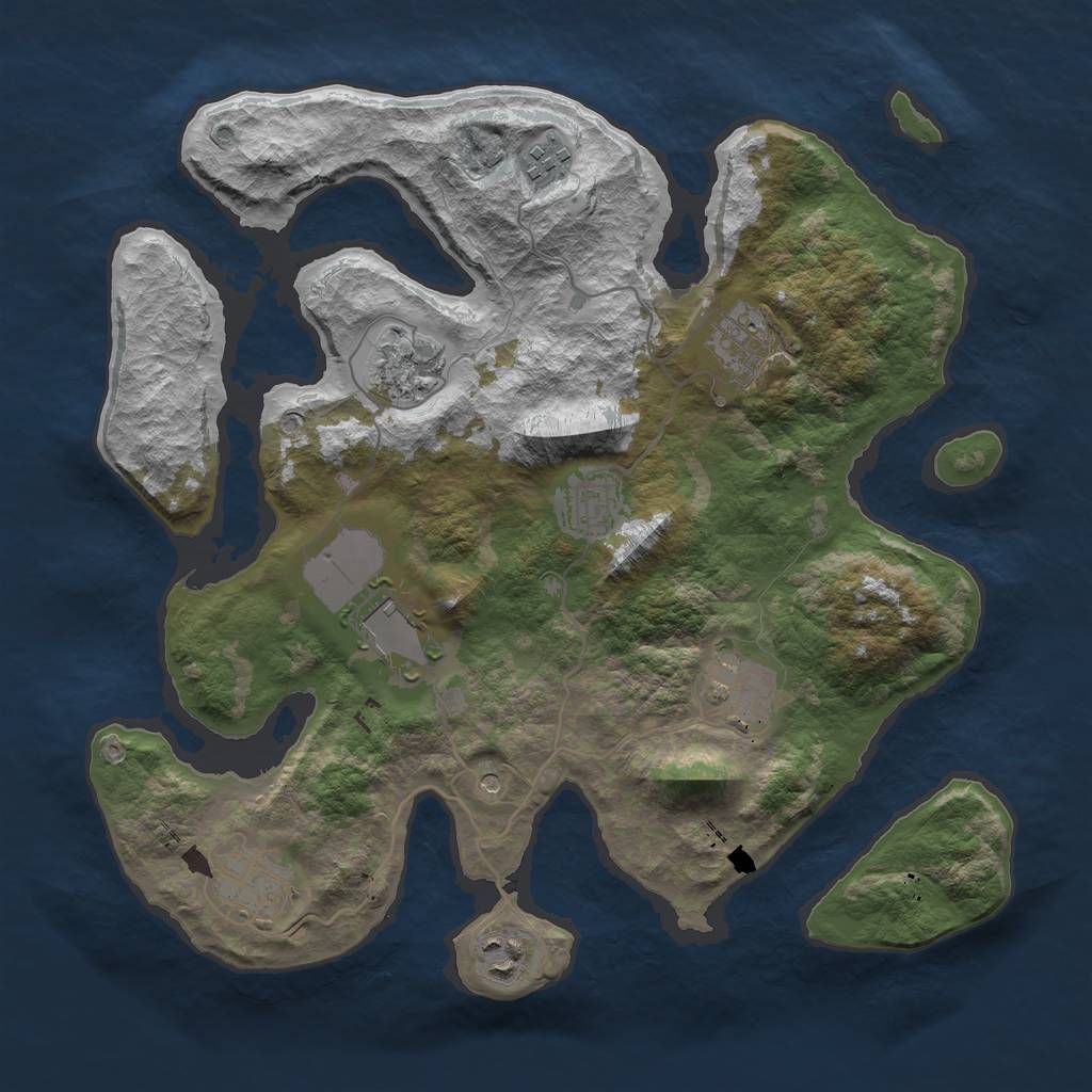 Rust Map: Barren, Size: 3500, Seed: 370111385, 11 Monuments