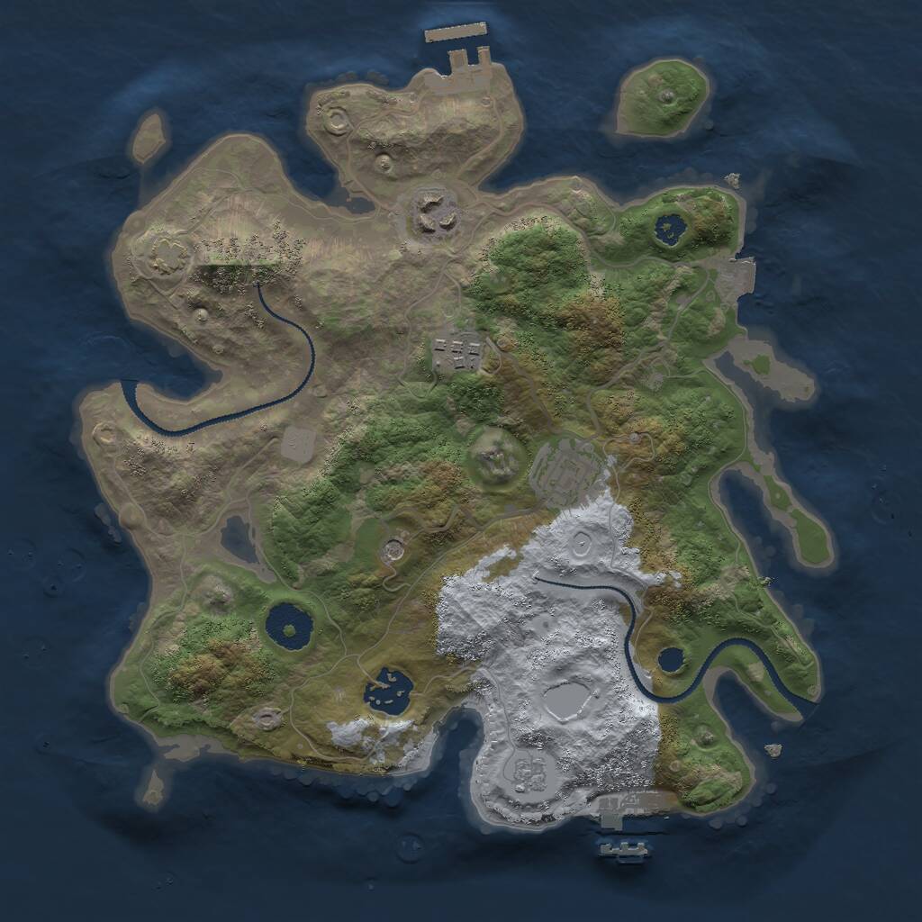 Rust Map: Procedural Map, Size: 3000, Seed: 8564, 10 Monuments