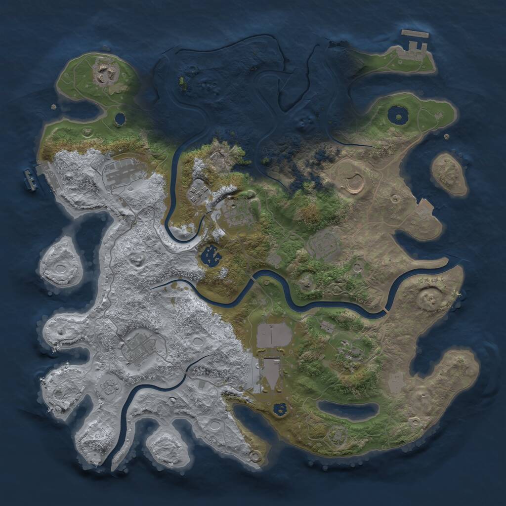 Rust Map: Procedural Map, Size: 3750, Seed: 216257679, 16 Monuments