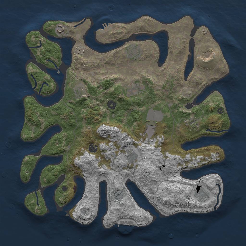 Rust Map: Procedural Map, Size: 4000, Seed: 27693838, 16 Monuments