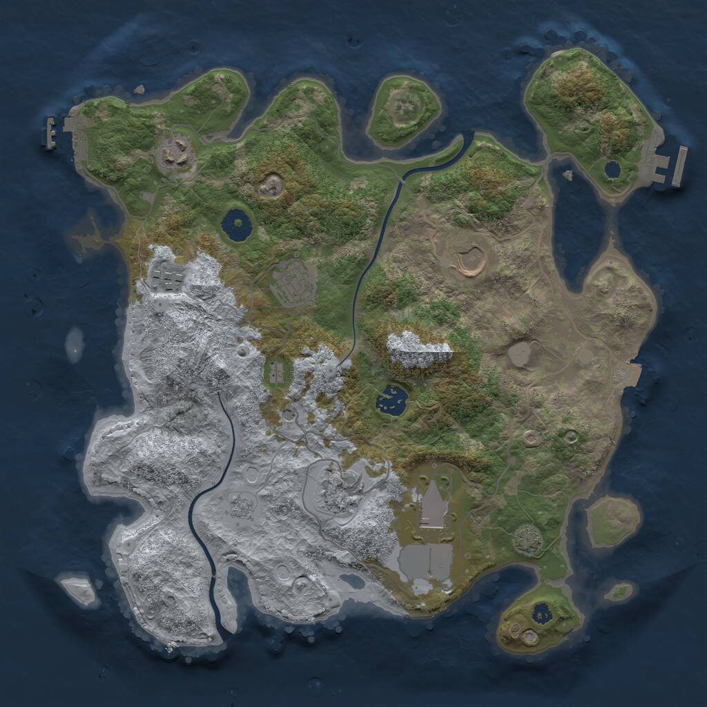 Rust Map: Procedural Map, Size: 3500, Seed: 528414646, 13 Monuments