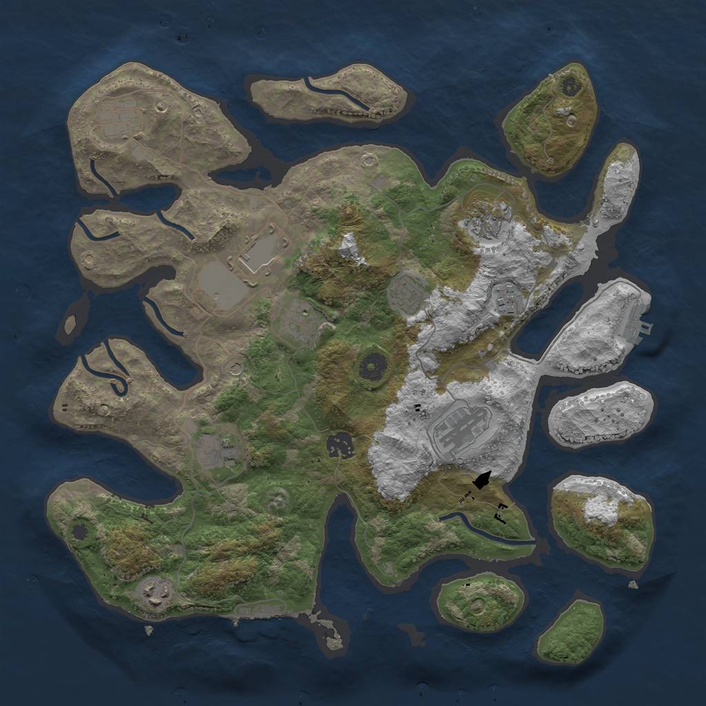 Rust Map: Procedural Map, Size: 3800, Seed: 735625693, 15 Monuments
