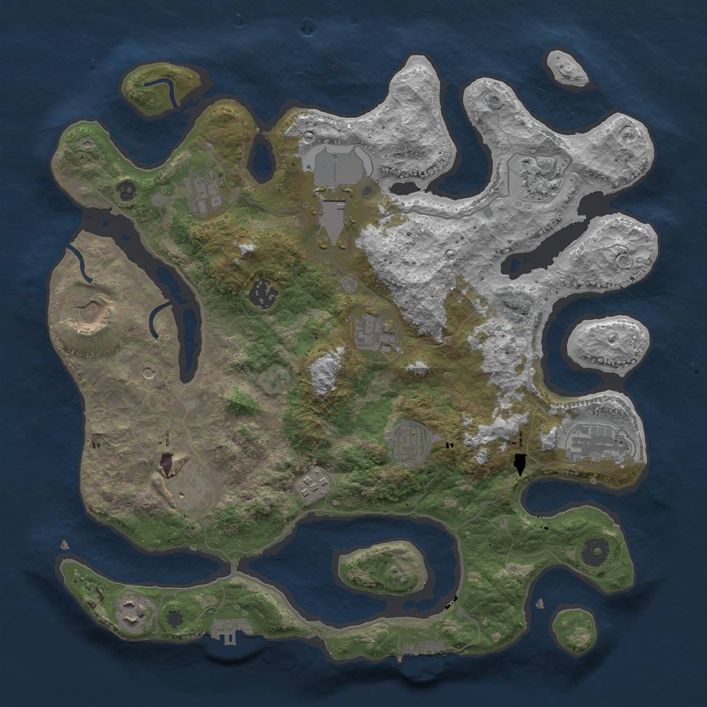 Rust Map: Procedural Map, Size: 3750, Seed: 345763664, 16 Monuments