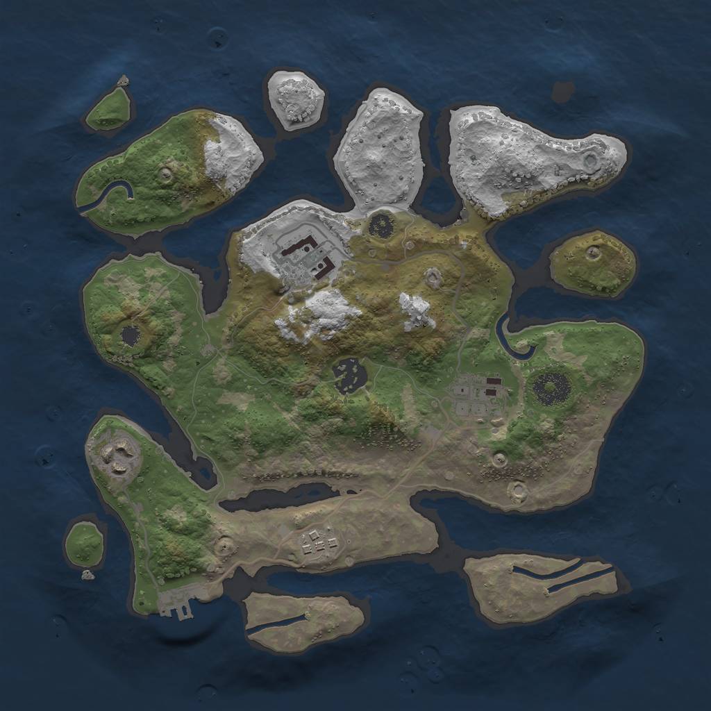 Rust Map: Procedural Map, Size: 3000, Seed: 1251, 8 Monuments