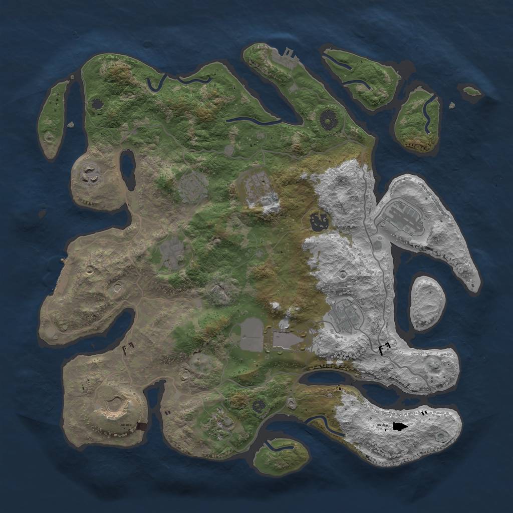 Rust Map: Procedural Map, Size: 4000, Seed: 1230654309, 15 Monuments