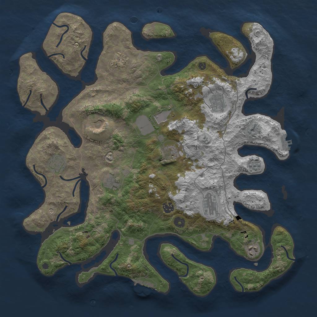 Rust Map: Procedural Map, Size: 4250, Seed: 11643, 16 Monuments