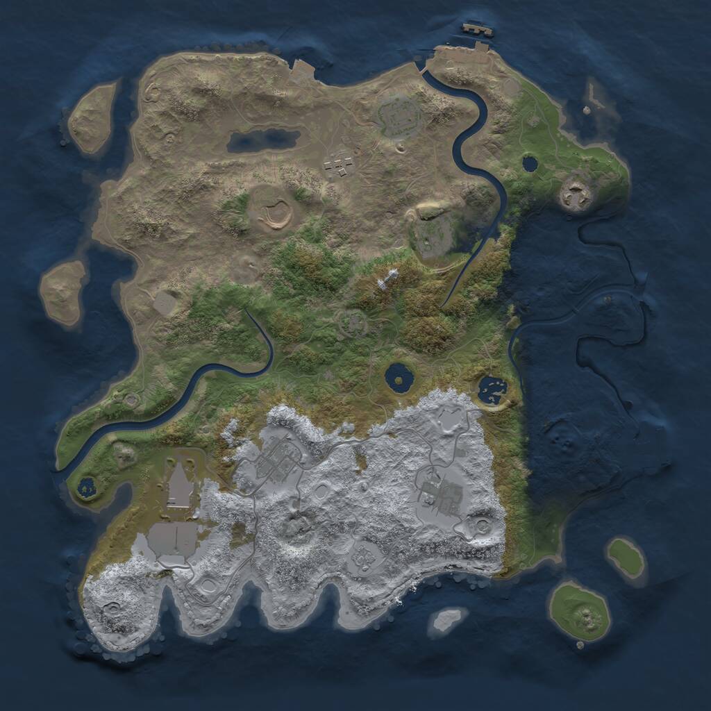 Rust Map: Procedural Map, Size: 3750, Seed: 300672437, 15 Monuments