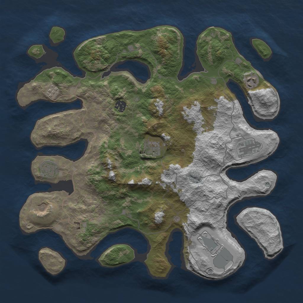 Rust Map: Barren, Size: 4000, Seed: 1976460116, 11 Monuments