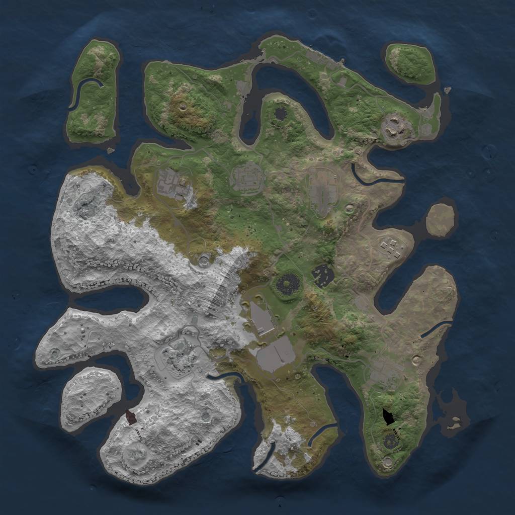 Rust Map: Procedural Map, Size: 3500, Seed: 187792074, 13 Monuments