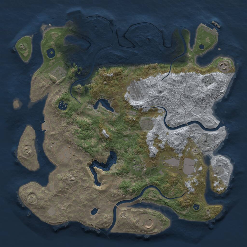 Rust Map: Procedural Map, Size: 4000, Seed: 620248036, 16 Monuments