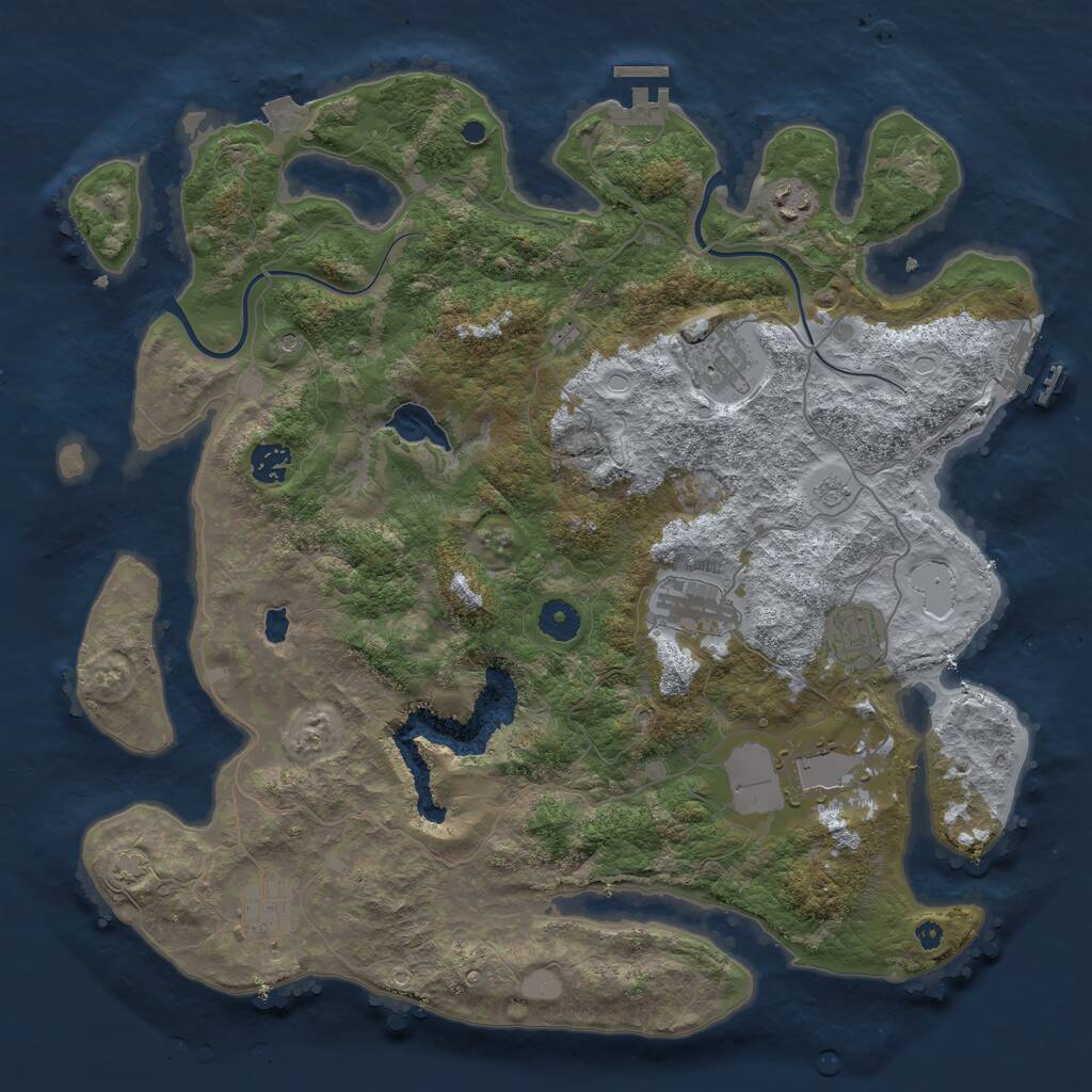 Rust Map: Procedural Map, Size: 4000, Seed: 620248036, 13 Monuments