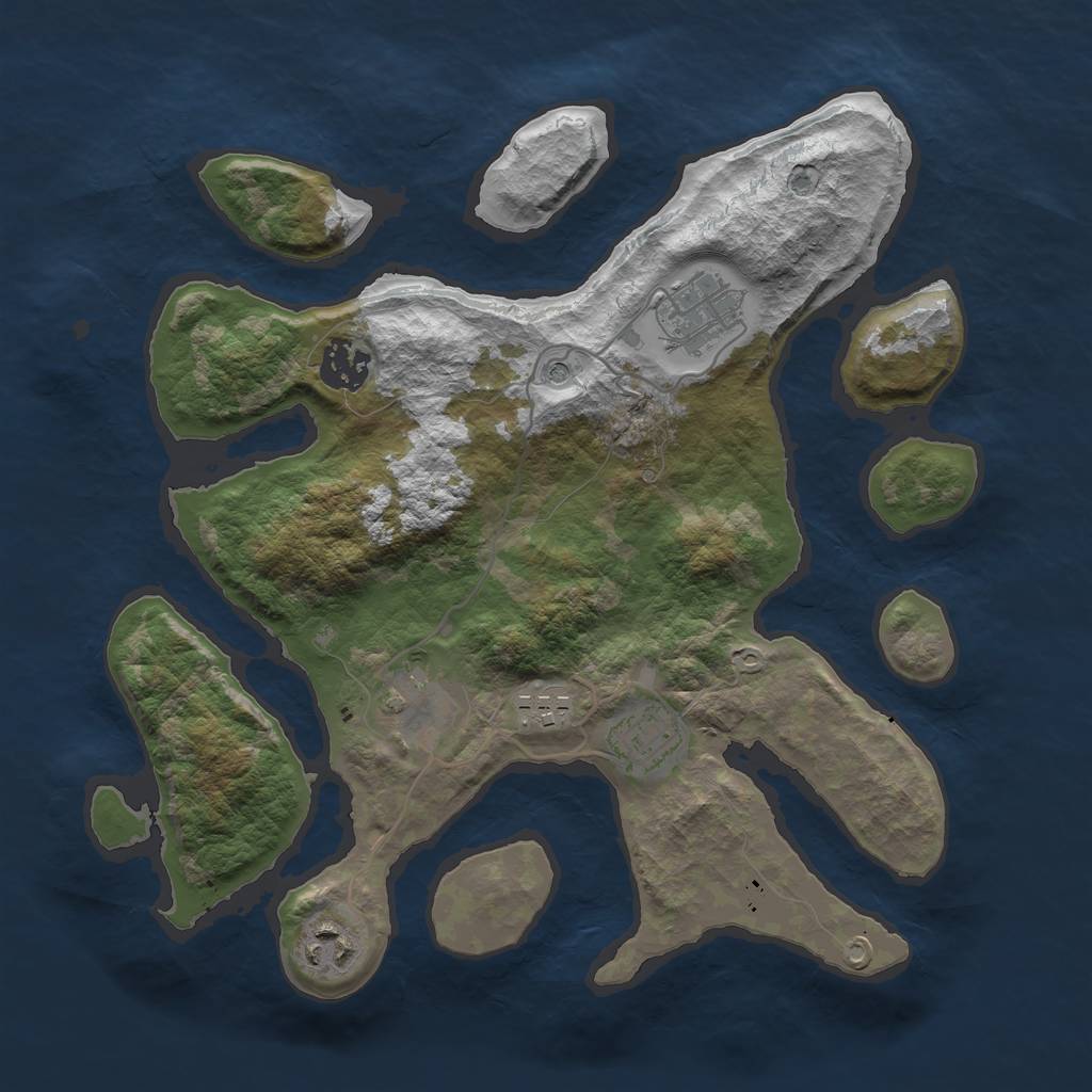 Rust Map: Barren, Size: 3200, Seed: 656546, 9 Monuments