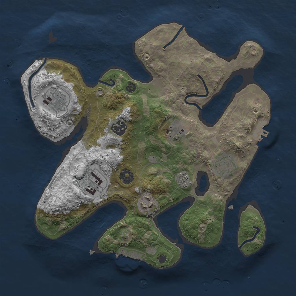 Rust Map: Procedural Map, Size: 3000, Seed: 342423, 11 Monuments