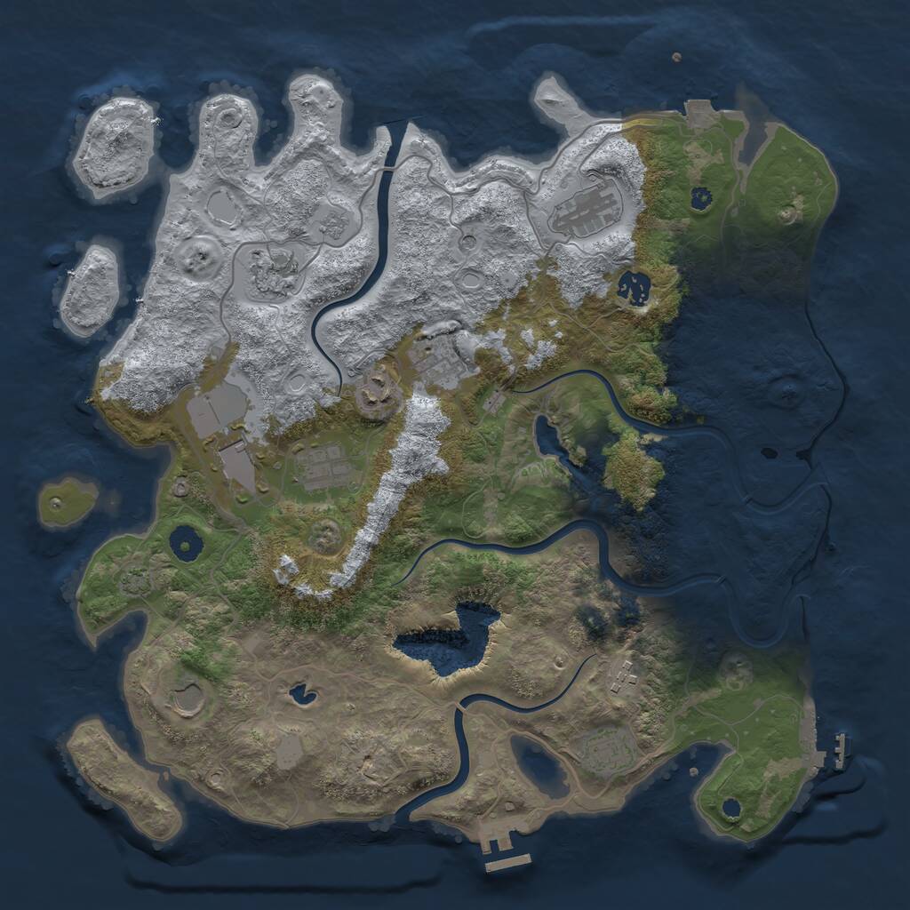 Rust Map: Procedural Map, Size: 4000, Seed: 52310, 16 Monuments