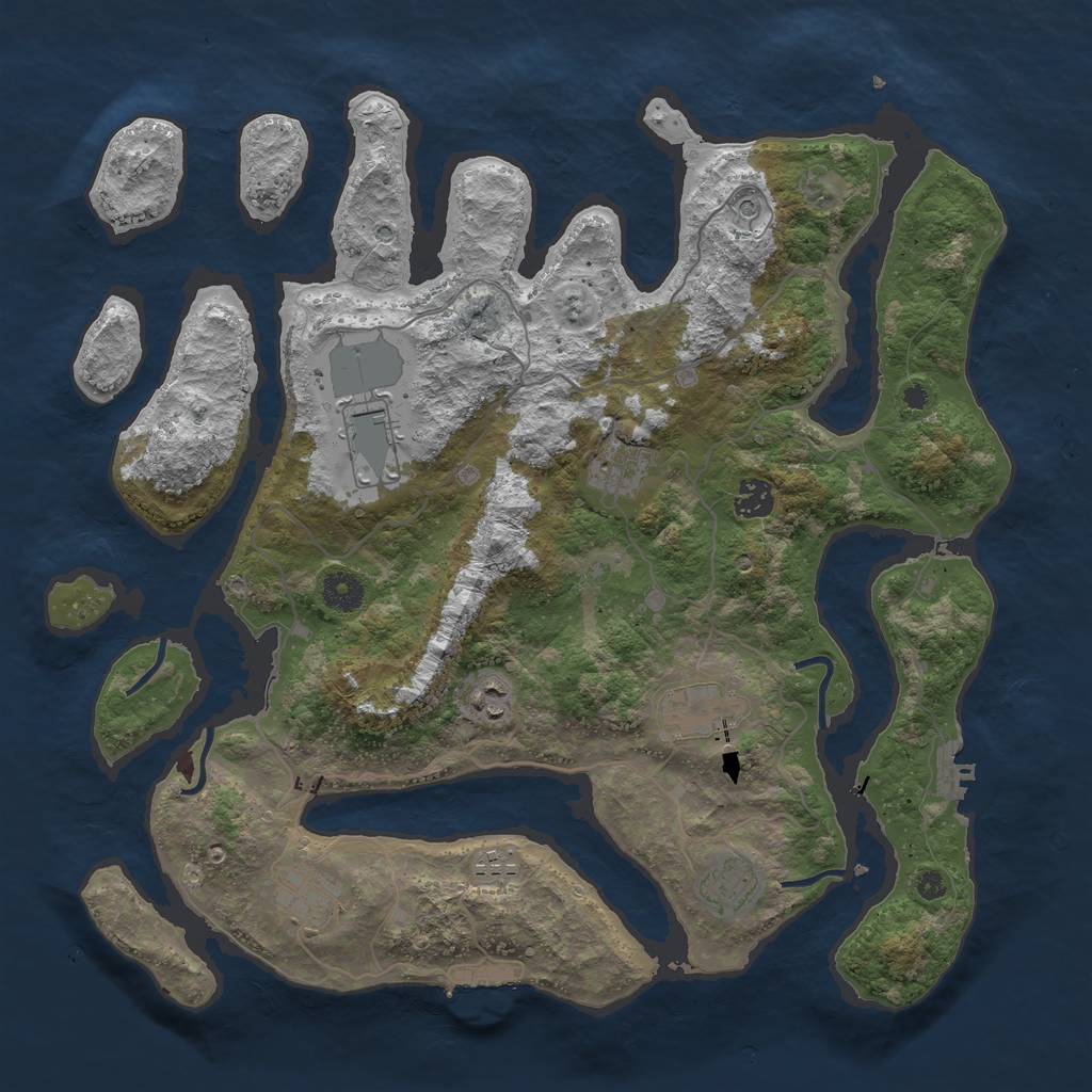 Rust Map: Procedural Map, Size: 4000, Seed: 52310, 13 Monuments