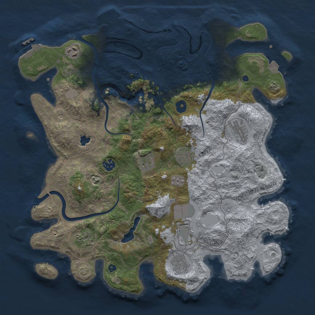 Rust Map: Procedural Map, Size: 4000, Seed: 6419, 15 Monuments