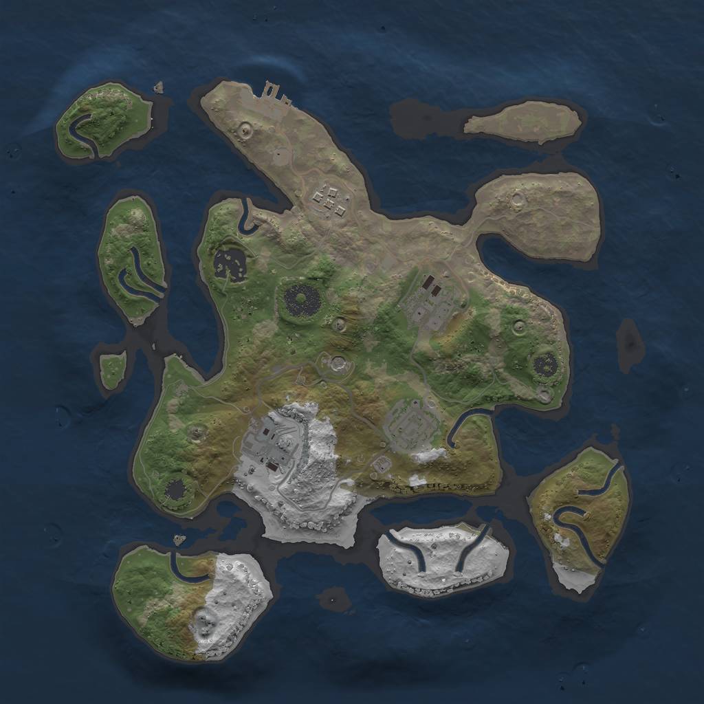 Rust Map: Procedural Map, Size: 3000, Seed: 764844947, 9 Monuments