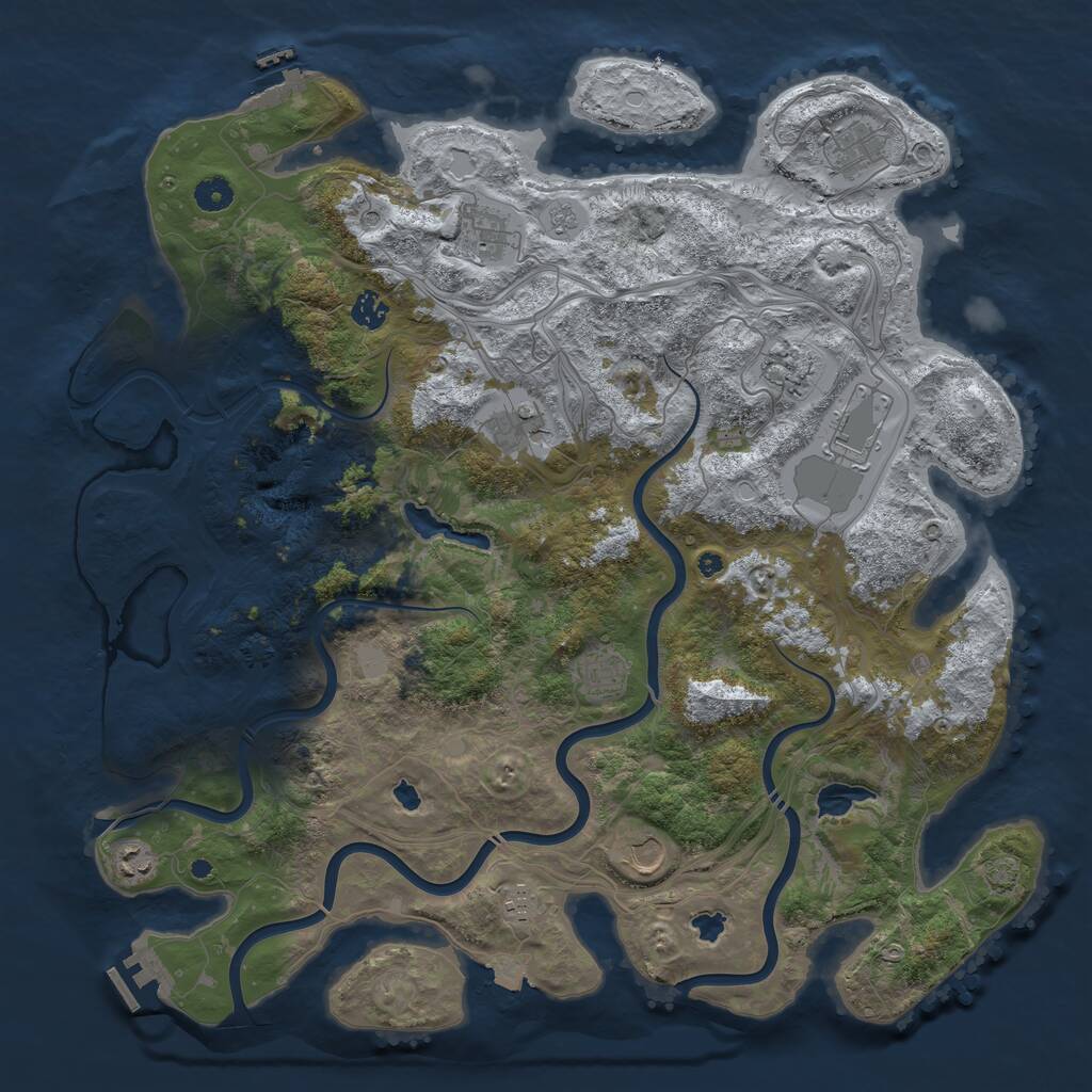 Rust Map: Procedural Map, Size: 4500, Seed: 675, 16 Monuments