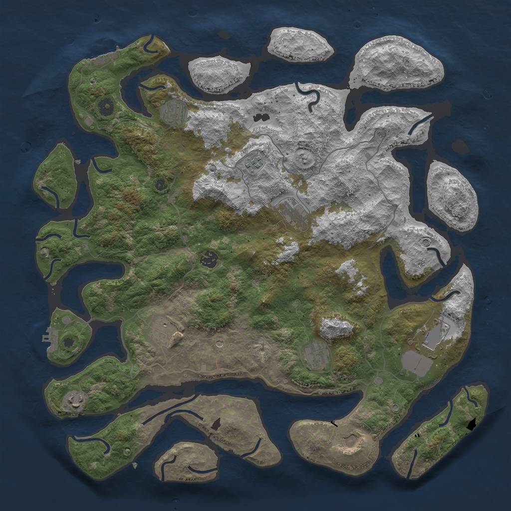 Rust Map: Procedural Map, Size: 4500, Seed: 675, 14 Monuments