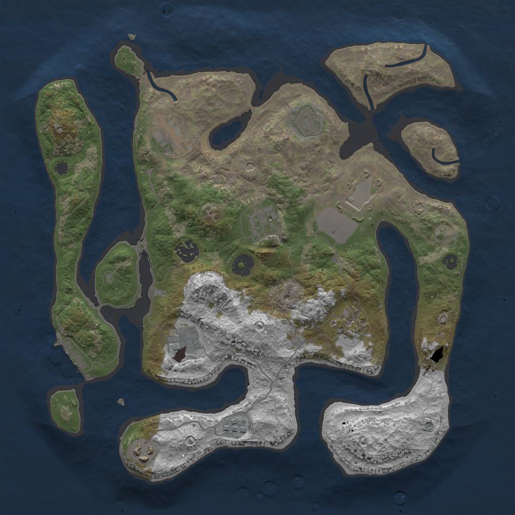 Rust Map: Procedural Map, Size: 3500, Seed: 852094330, 13 Monuments