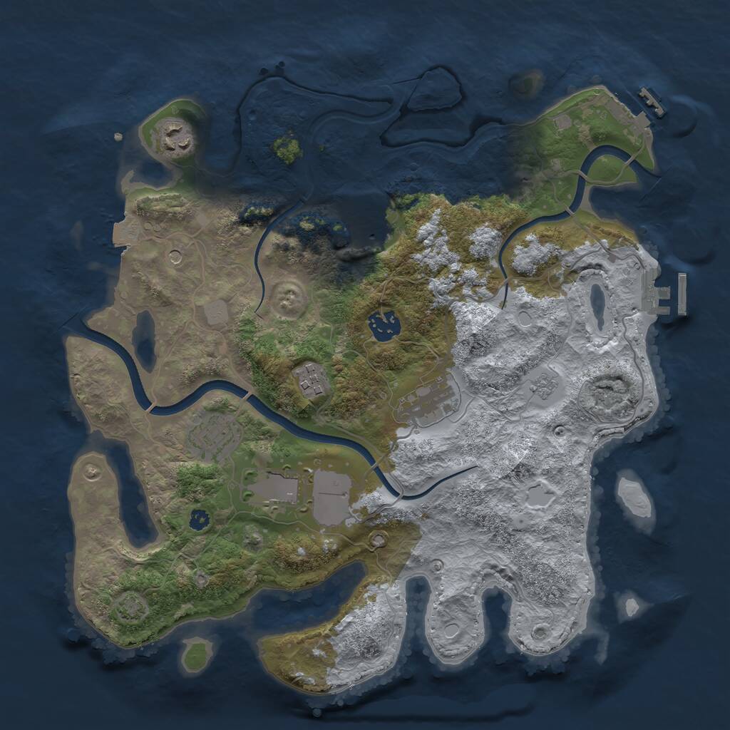 Rust Map: Procedural Map, Size: 3500, Seed: 452426324, 13 Monuments
