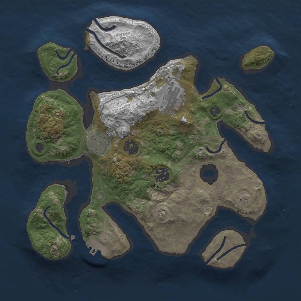 Rust Map: Procedural Map, Size: 3000, Seed: 56487, 6 Monuments