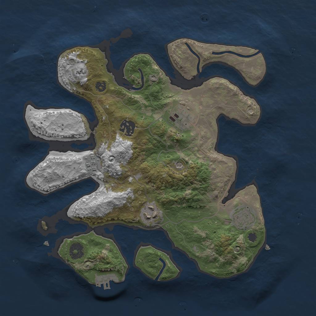 Rust Map: Procedural Map, Size: 3000, Seed: 52134160, 9 Monuments