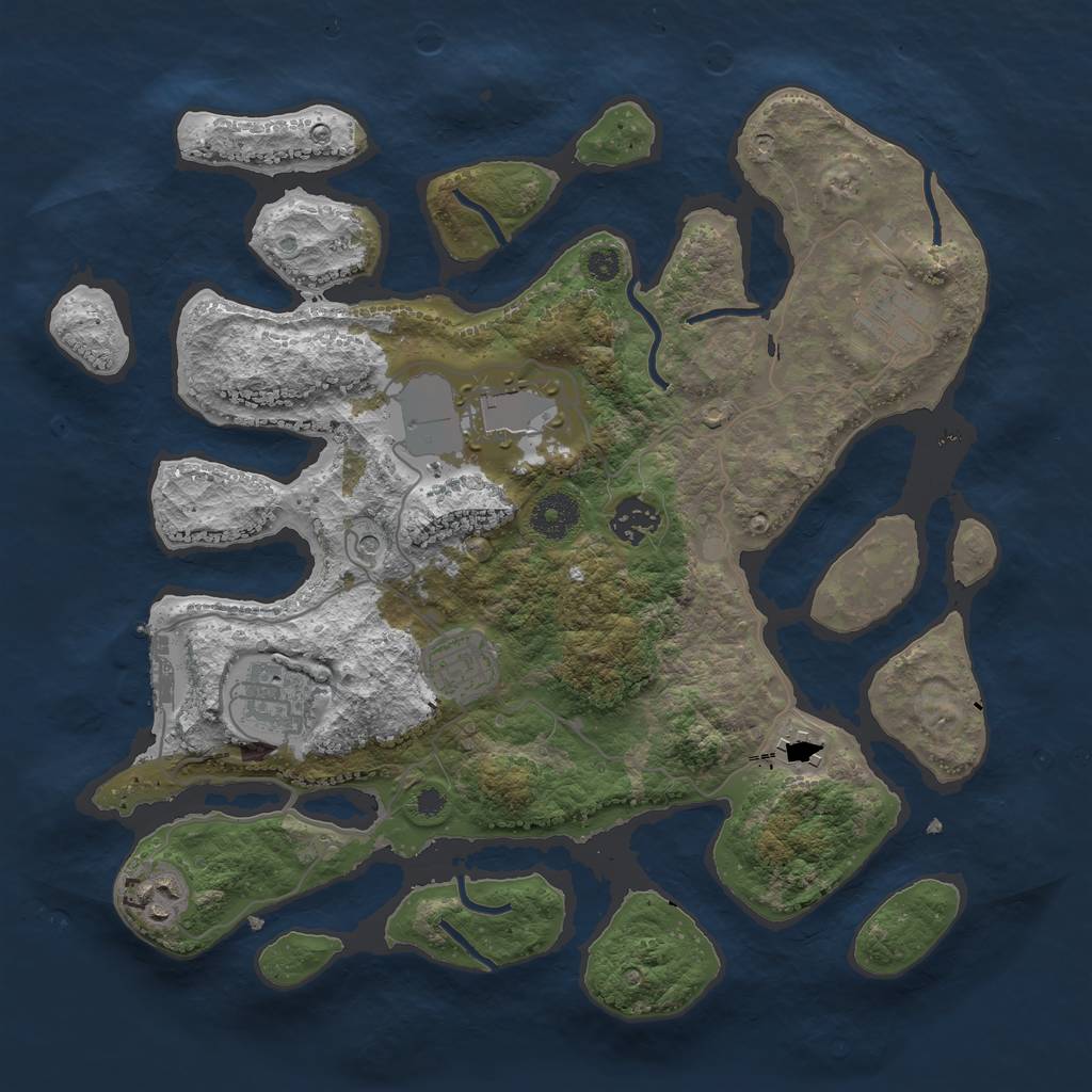 Rust Map: Procedural Map, Size: 3500, Seed: 54513257, 11 Monuments