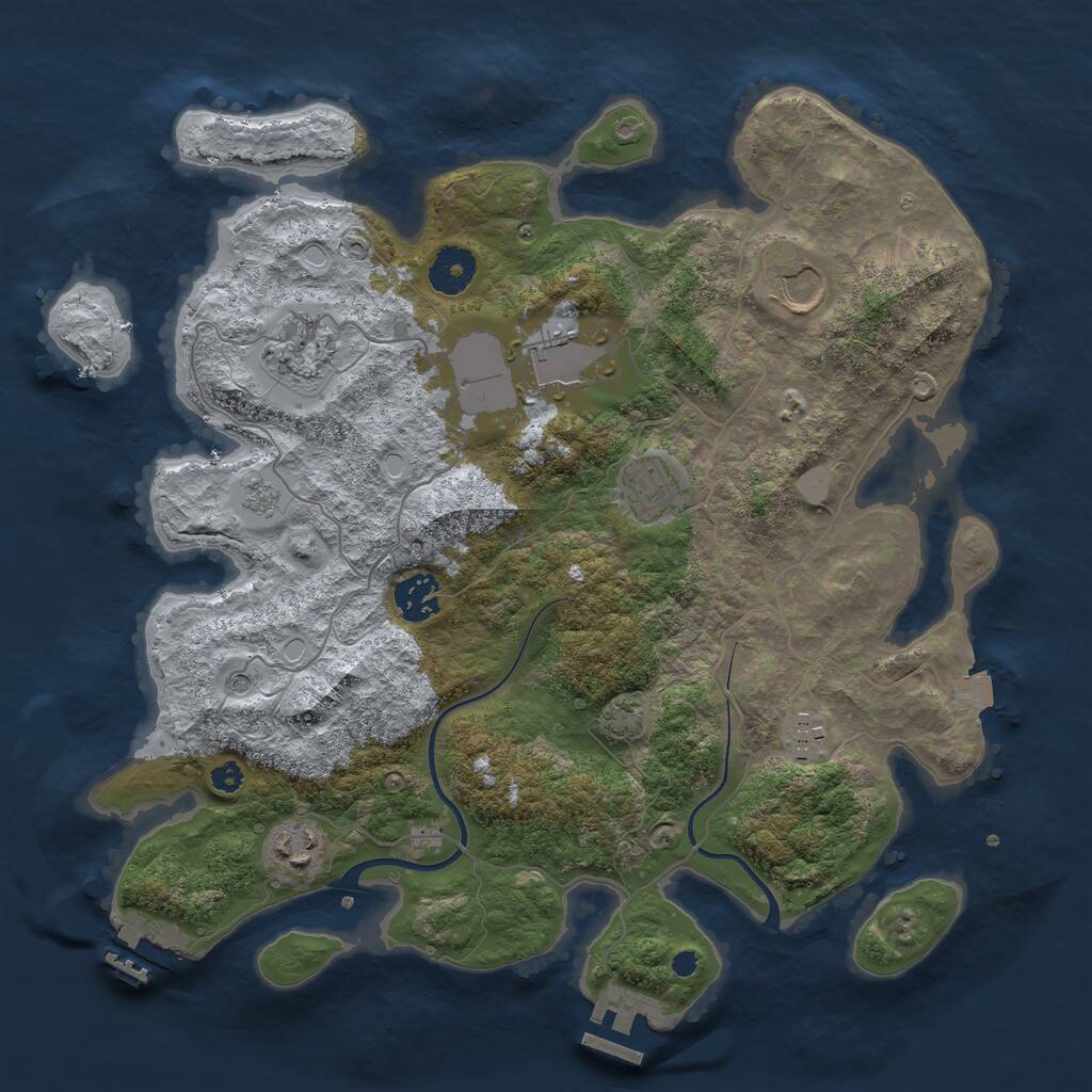 Rust Map: Procedural Map, Size: 3500, Seed: 54513257, 13 Monuments