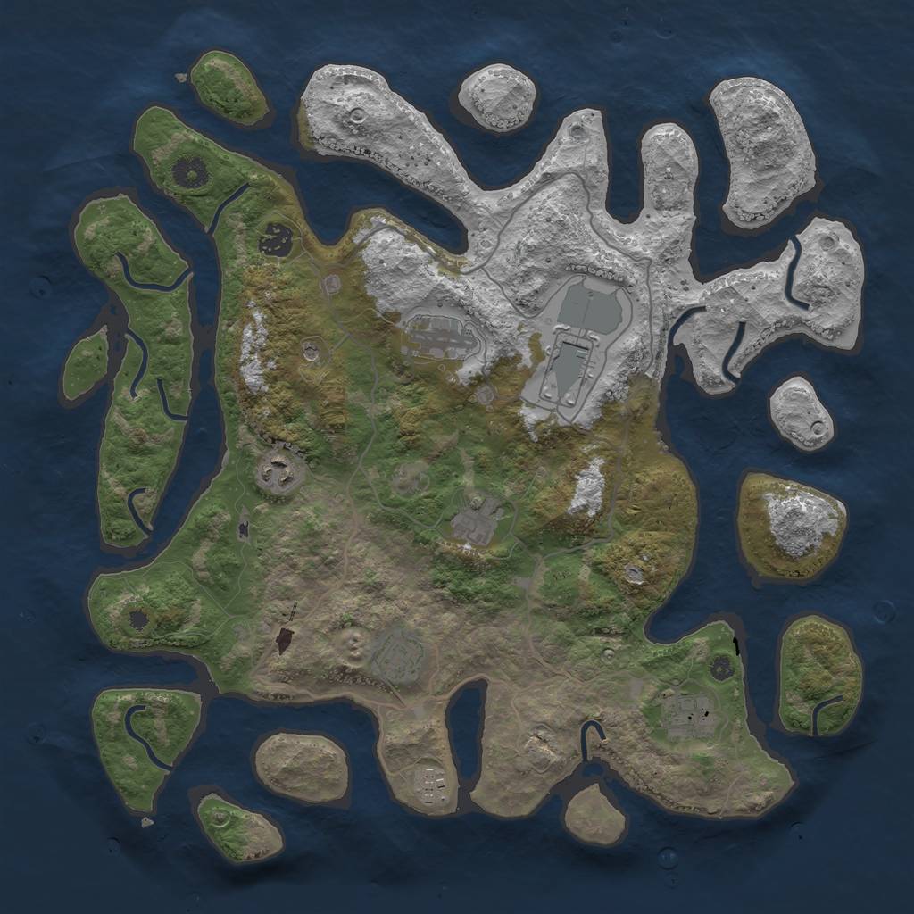 Rust Map: Procedural Map, Size: 4000, Seed: 543004073, 11 Monuments