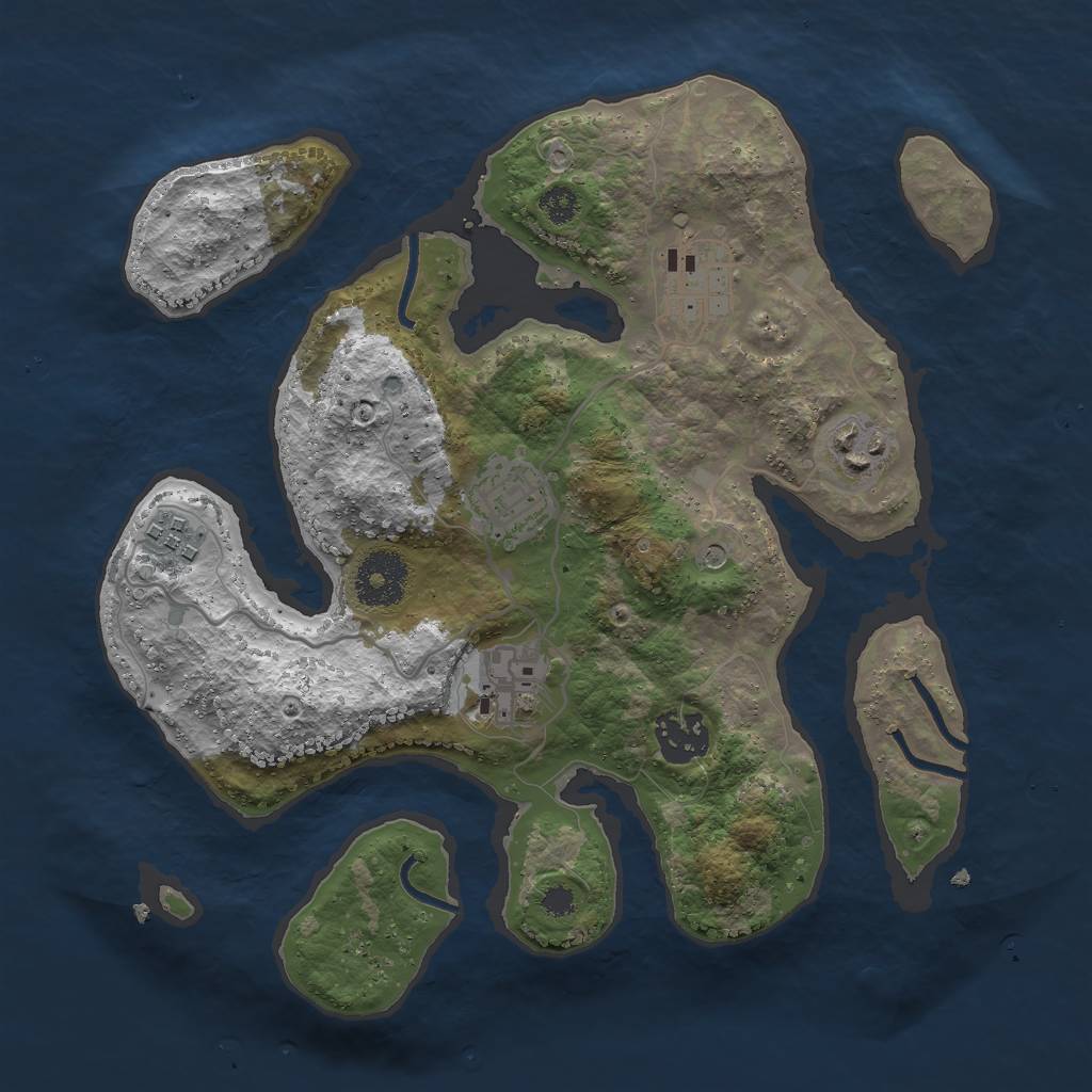 Rust Map: Procedural Map, Size: 3000, Seed: 7172021, 9 Monuments