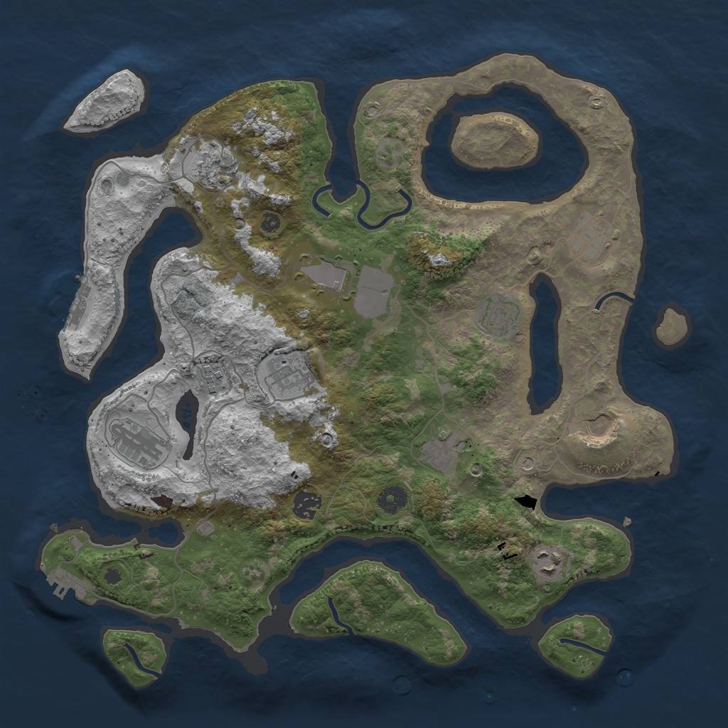 Rust Map: Procedural Map, Size: 3850, Seed: 1859530733, 16 Monuments