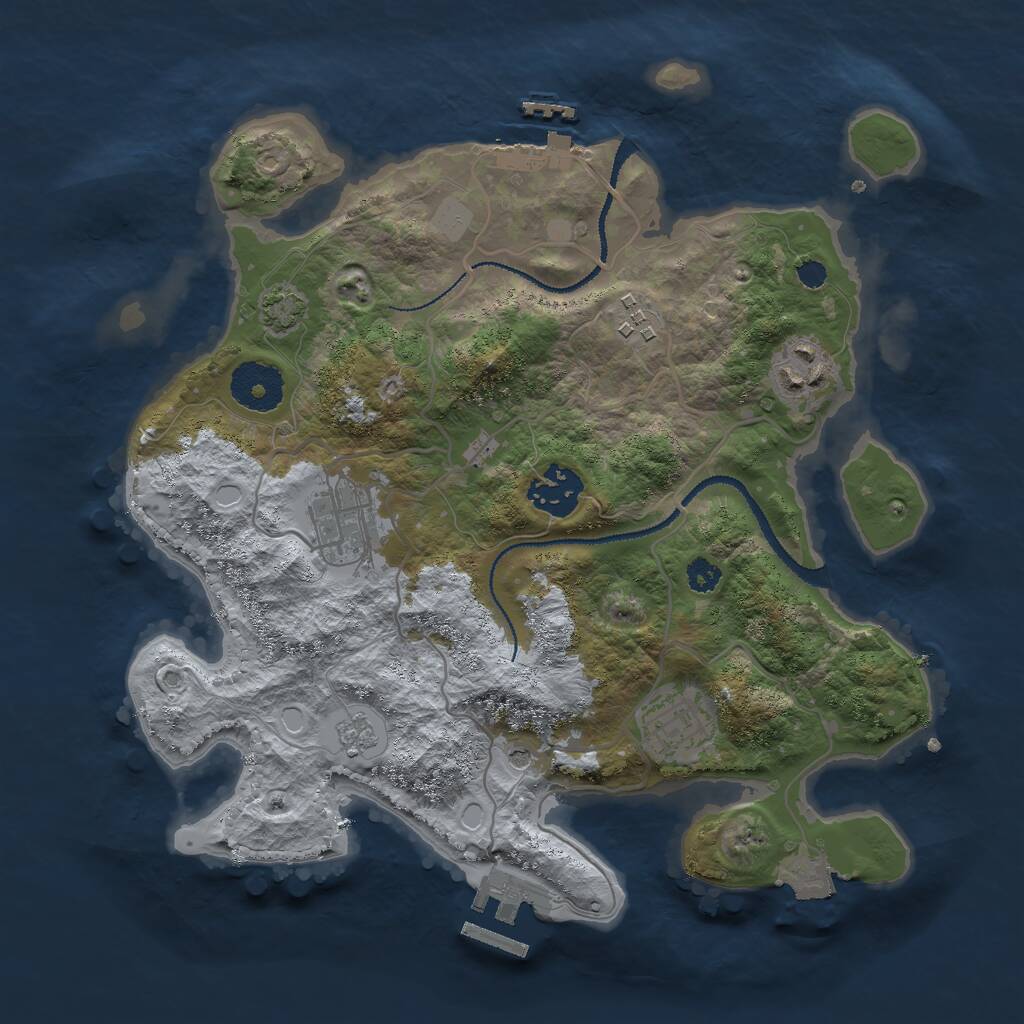 Rust Map: Procedural Map, Size: 3000, Seed: 1546316251, 11 Monuments