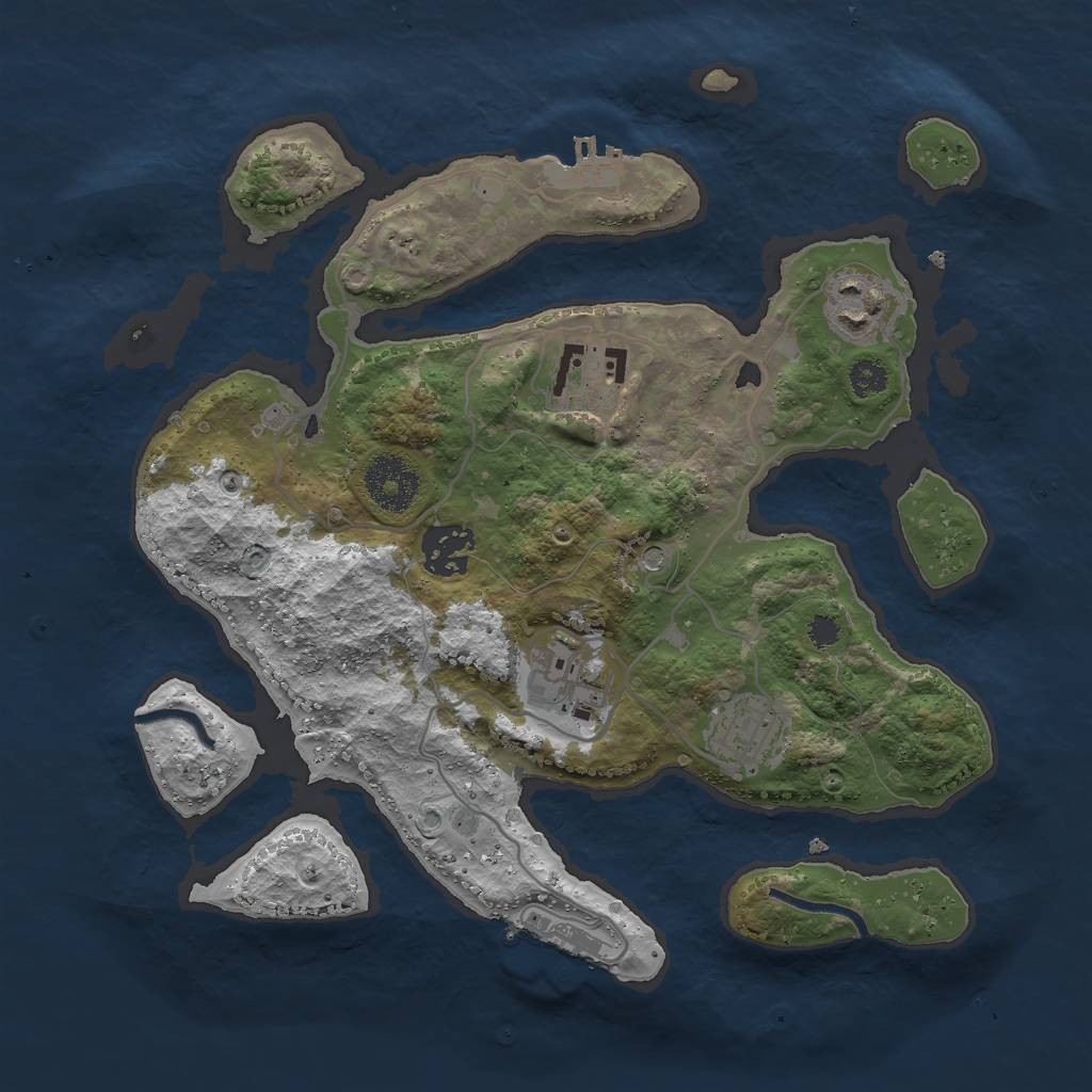 Rust Map: Procedural Map, Size: 3000, Seed: 1546316251, 10 Monuments