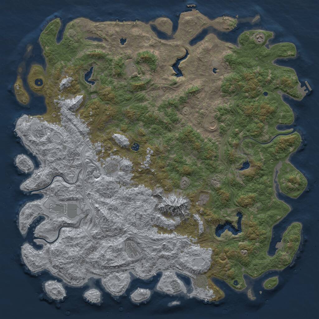 Rust Map: Procedural Map, Size: 6000, Seed: 716102438, 17 Monuments