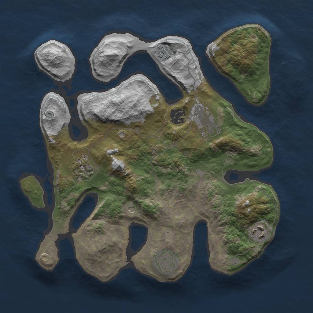 Rust Map: Barren, Size: 3000, Seed: 495169640, 9 Monuments