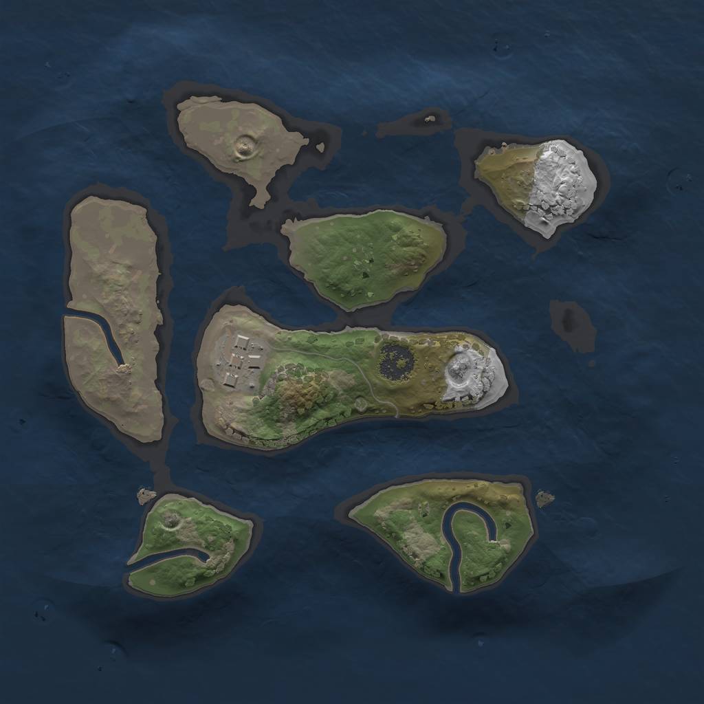 Rust Map: Procedural Map, Size: 2000, Seed: 1201225885, 3 Monuments