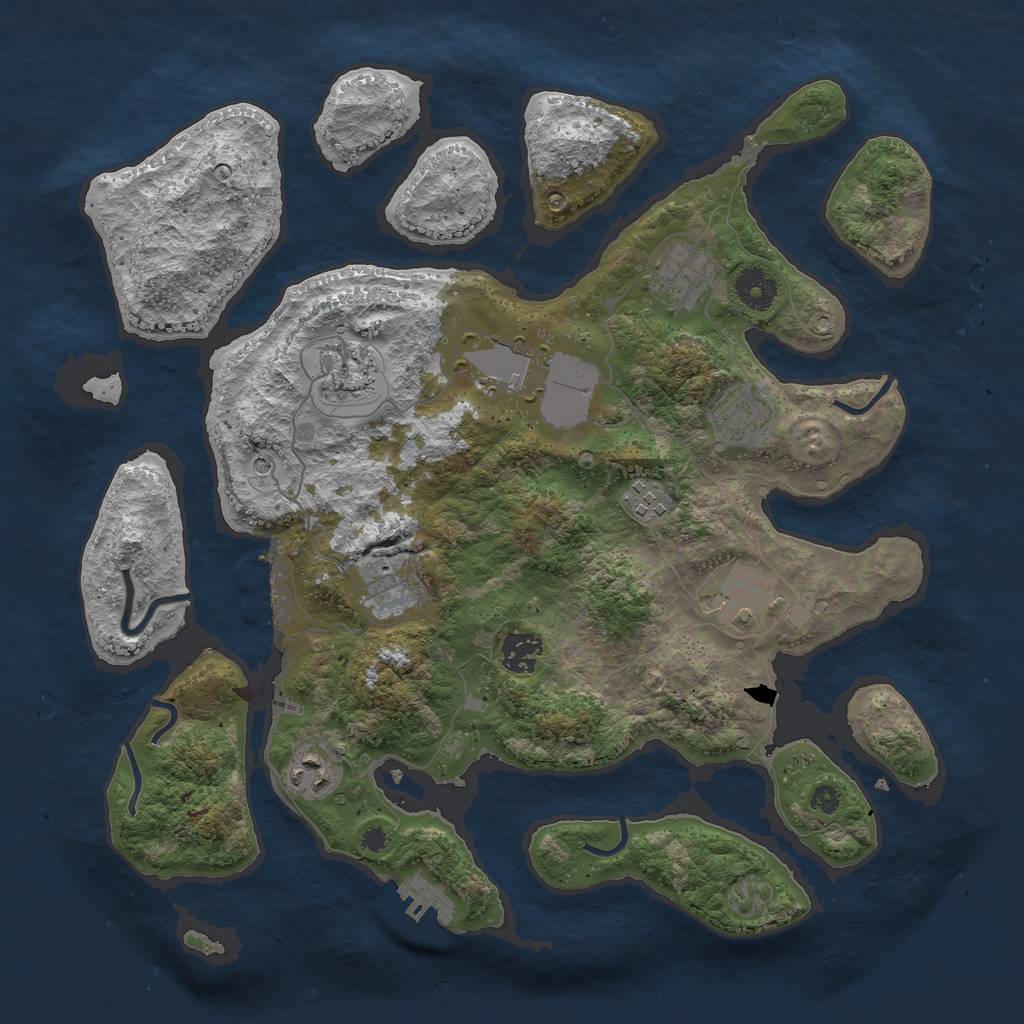 Rust Map: Procedural Map, Size: 3700, Seed: 54988099, 14 Monuments