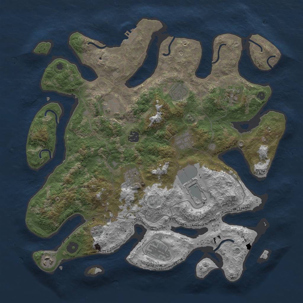 Rust Map: Procedural Map, Size: 4000, Seed: 76952, 14 Monuments