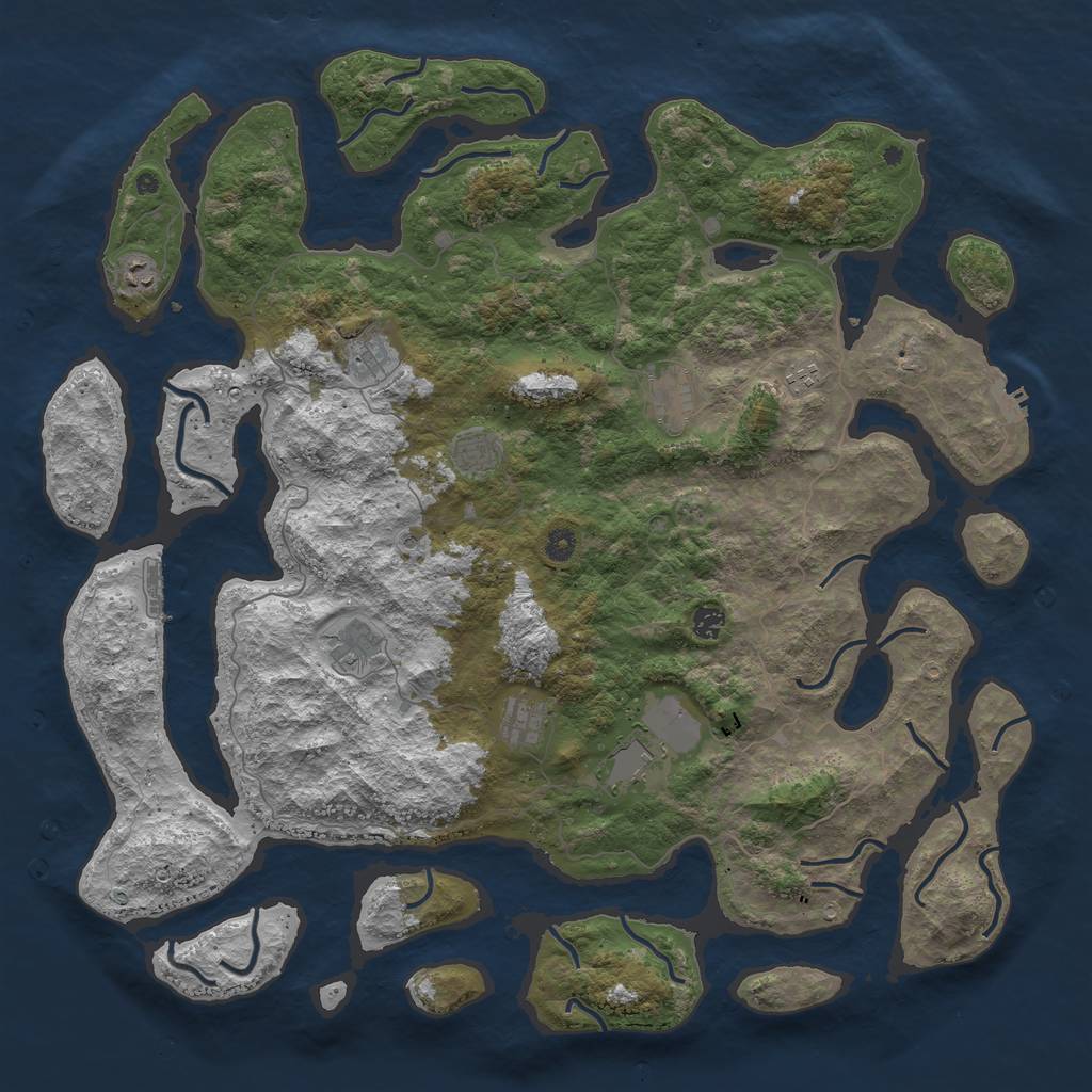 Rust Map: Procedural Map, Size: 5000, Seed: 234789, 14 Monuments