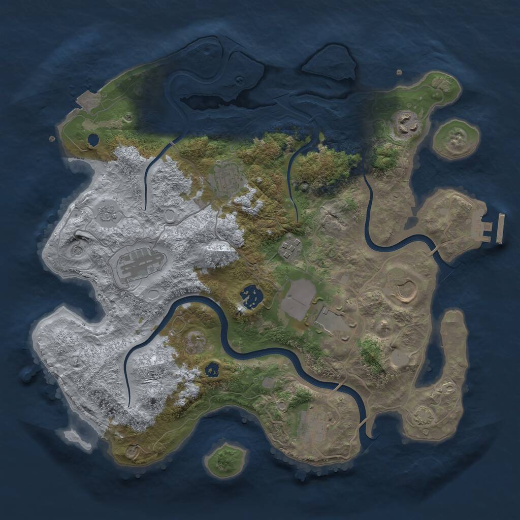 Rust Map: Procedural Map, Size: 3500, Seed: 574872809, 13 Monuments