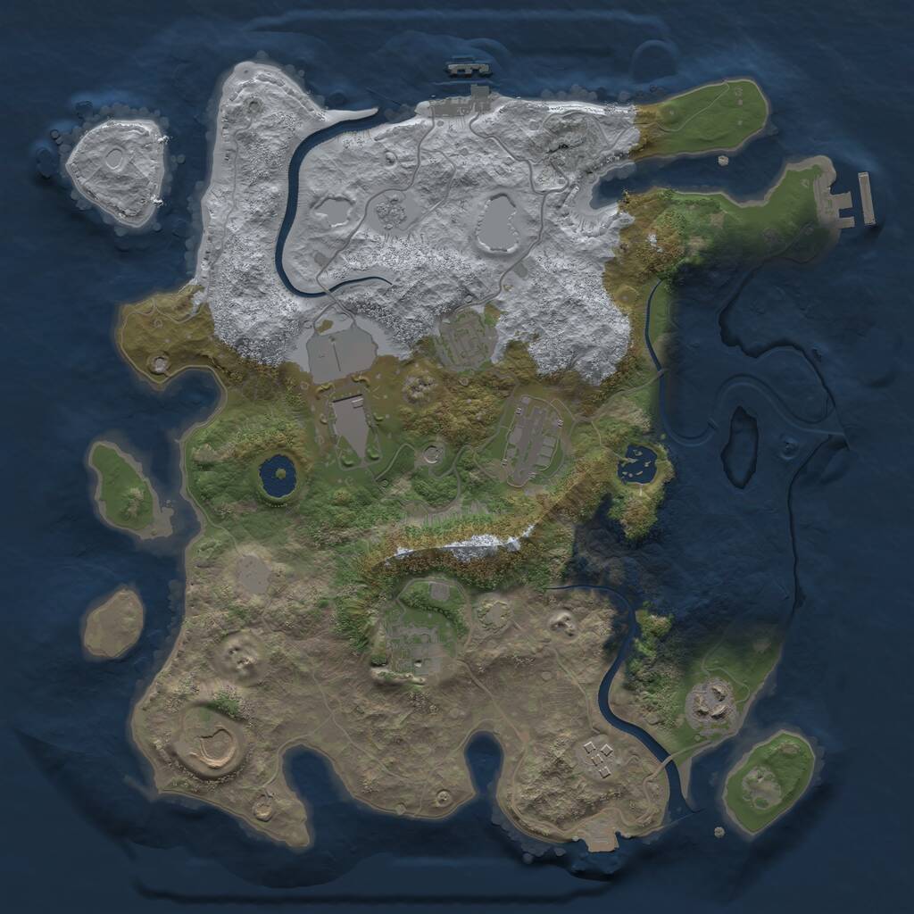 Rust Map: Procedural Map, Size: 3500, Seed: 1737223878, 14 Monuments