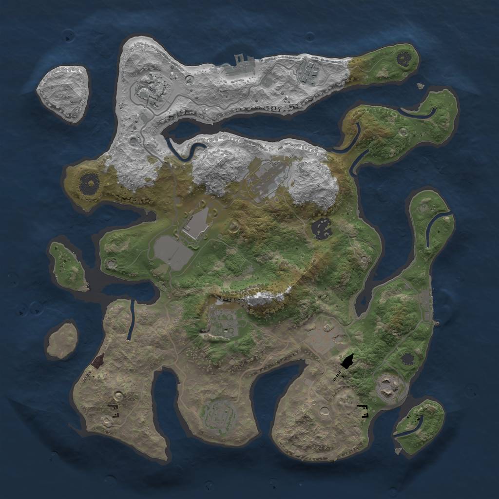 Rust Map: Procedural Map, Size: 3500, Seed: 1737223878, 14 Monuments