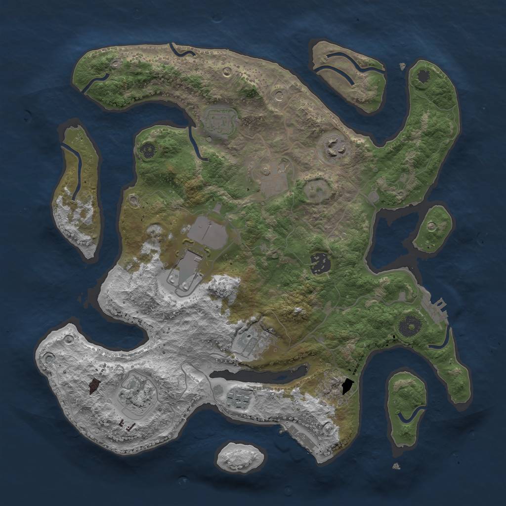 Rust Map: Procedural Map, Size: 3500, Seed: 1468548464, 13 Monuments