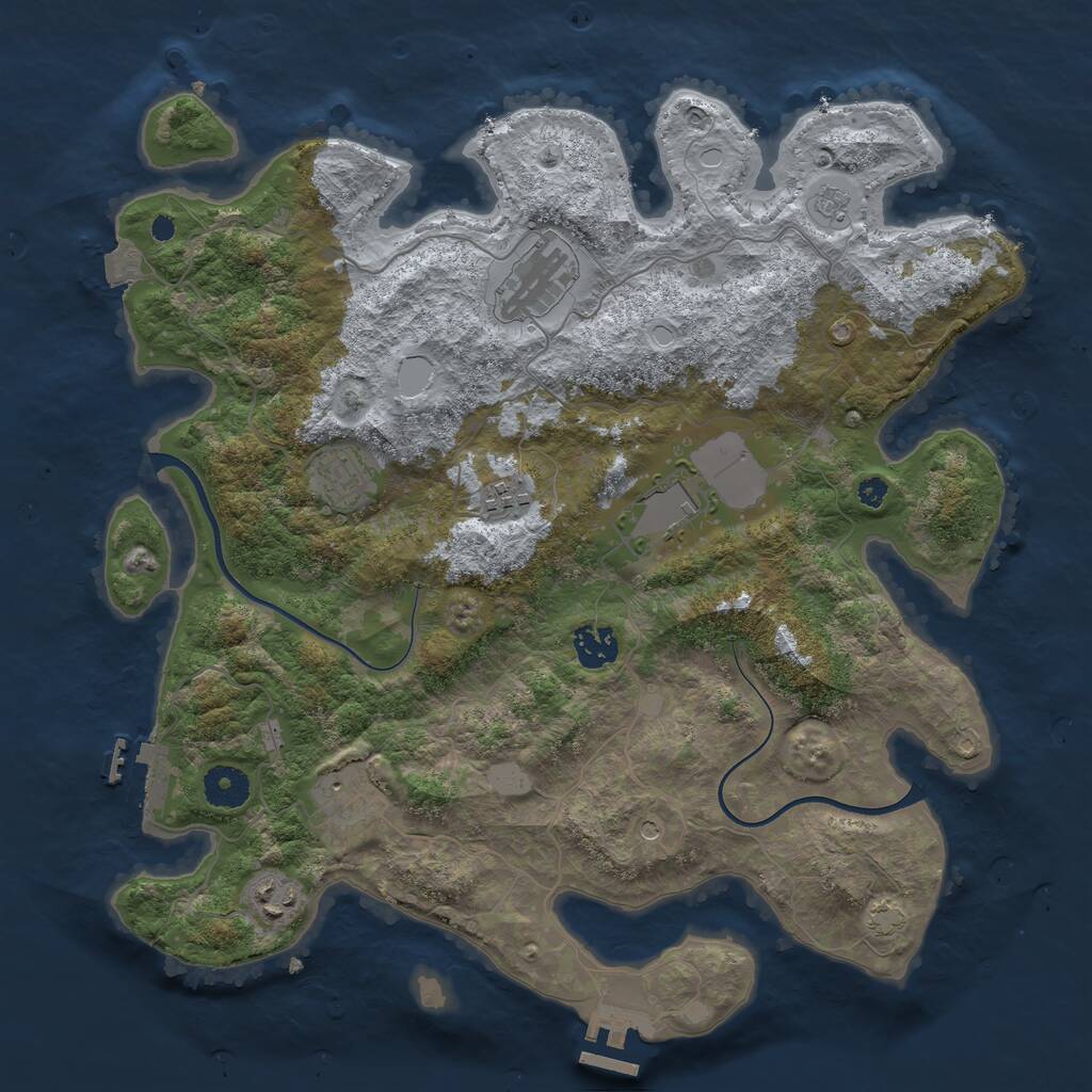 Rust Map: Procedural Map, Size: 3700, Seed: 191159235, 13 Monuments