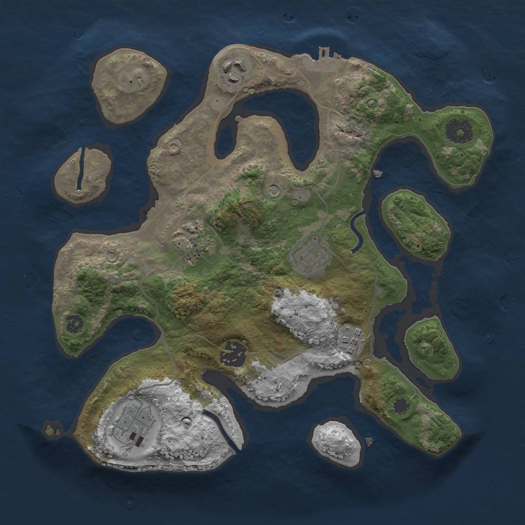 Rust Map: Procedural Map, Size: 3000, Seed: 966454009, 10 Monuments