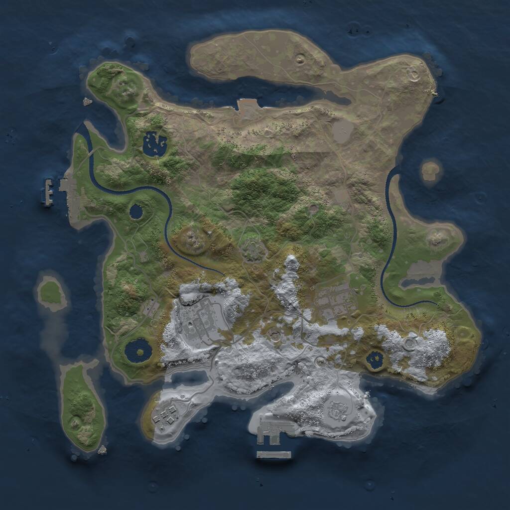 Rust Map: Procedural Map, Size: 3000, Seed: 135889153, 10 Monuments